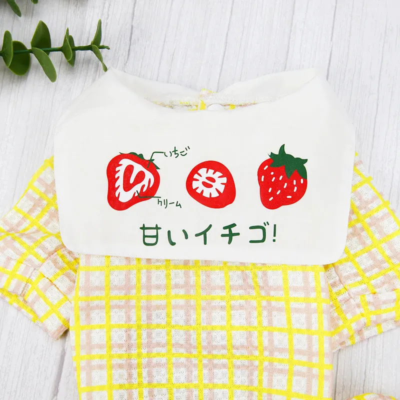 Summer cute strawberry pattern pet clothing