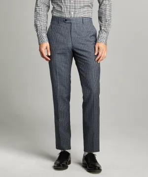 Sutton Wool Linen Suit Trouser in Grey Navy Check