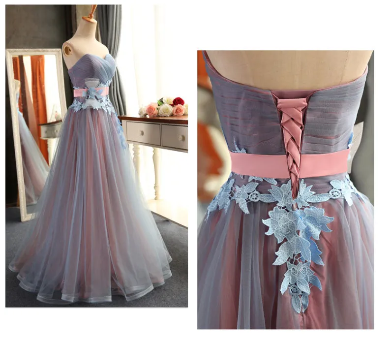 Sweetheart Neck Tulle Long Prom Dress, Evening Dress