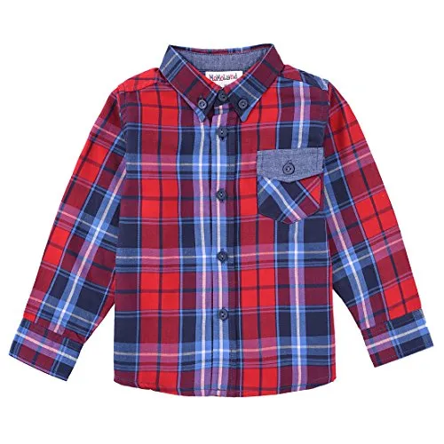 Toddler Boy Long Sleeve Red/Navy Plaid Shirt