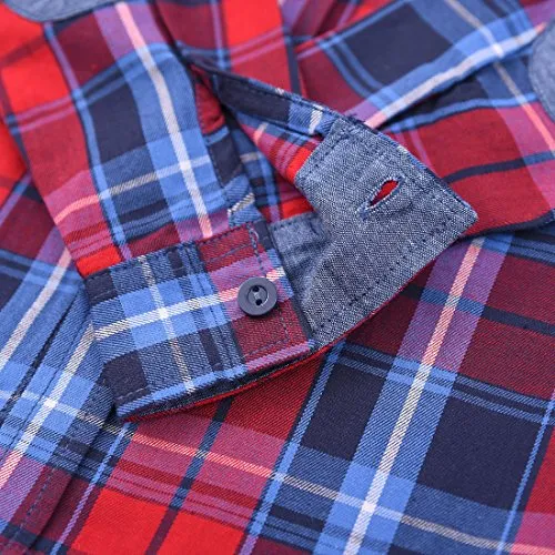 Toddler Boy Long Sleeve Red/Navy Plaid Shirt