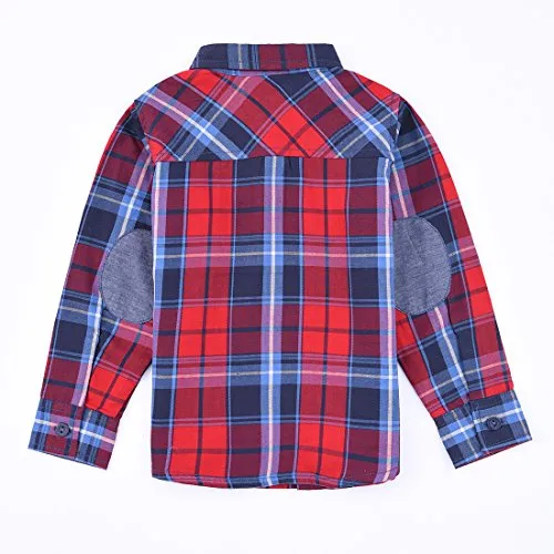 Toddler Boy Long Sleeve Red/Navy Plaid Shirt