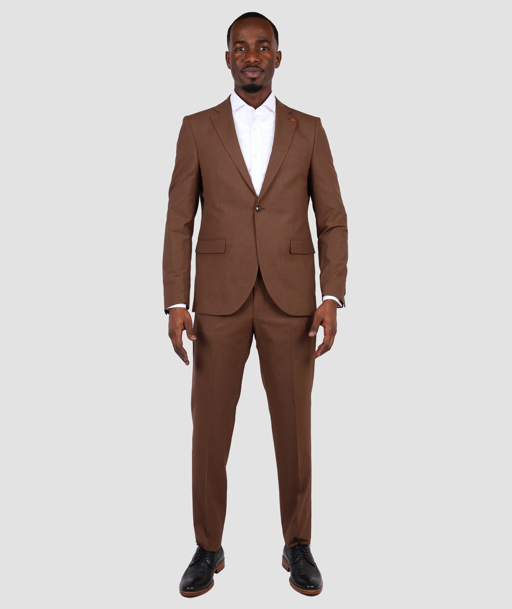 TWN Slim Fit Brown Suit