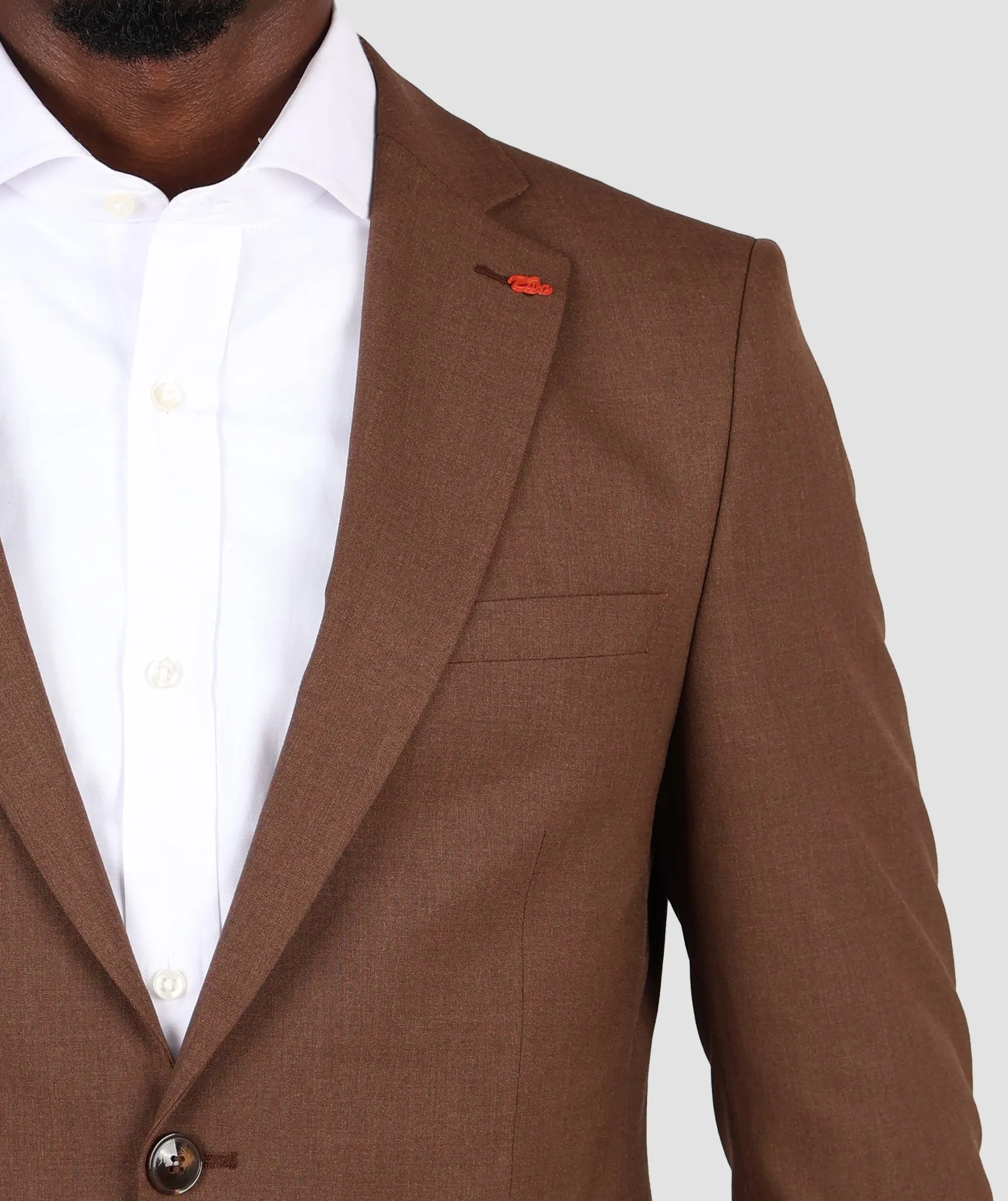 TWN Slim Fit Brown Suit