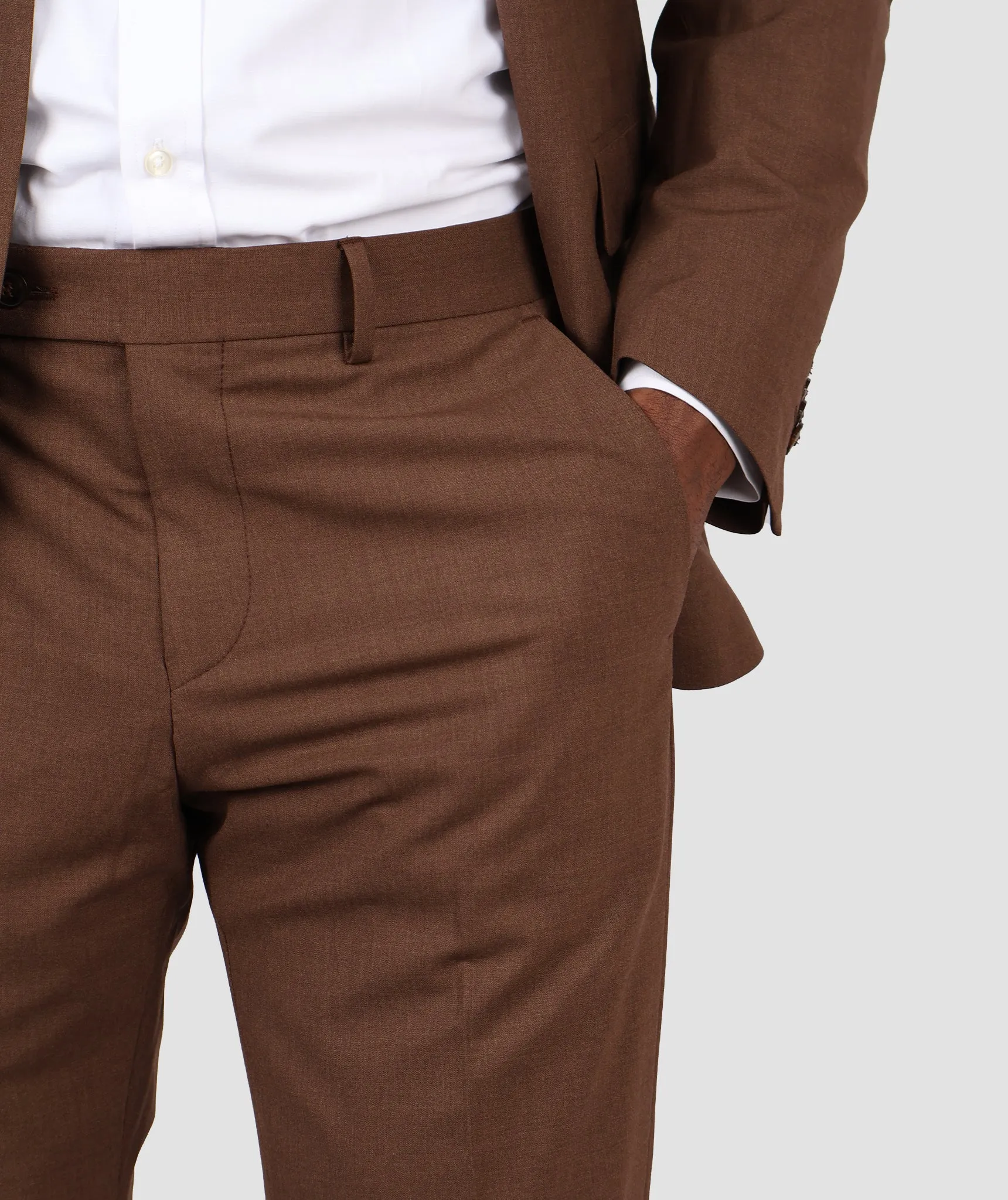 TWN Slim Fit Brown Suit