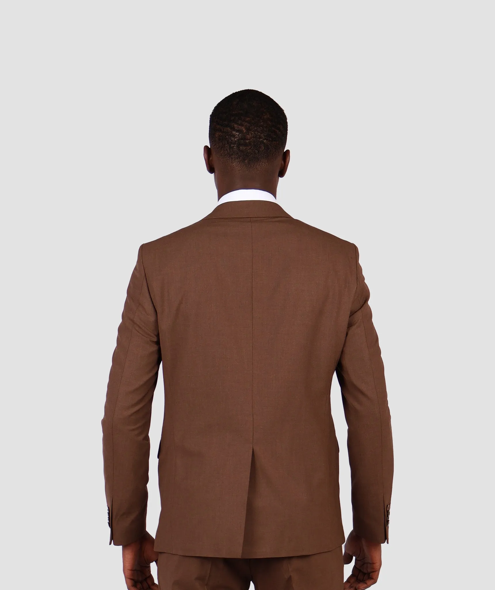 TWN Slim Fit Brown Suit