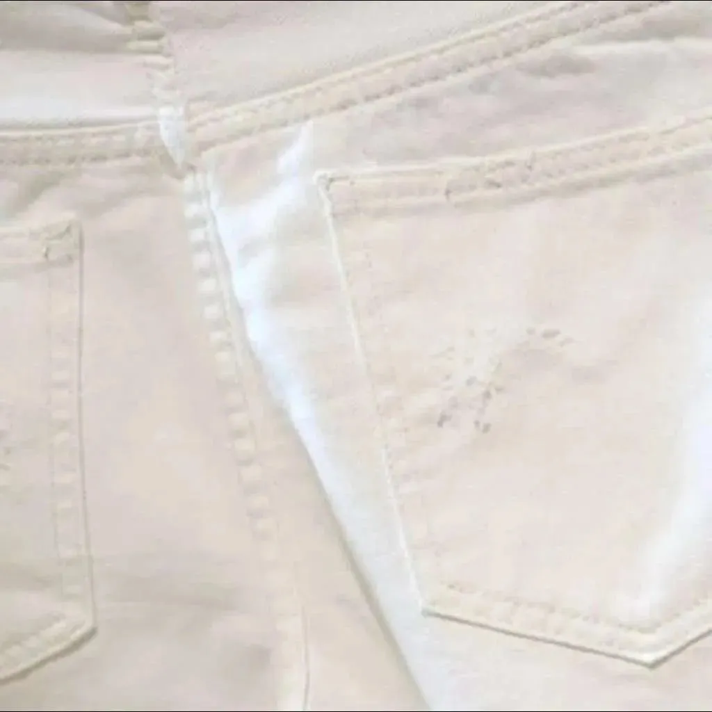 White men's distressed denim shorts