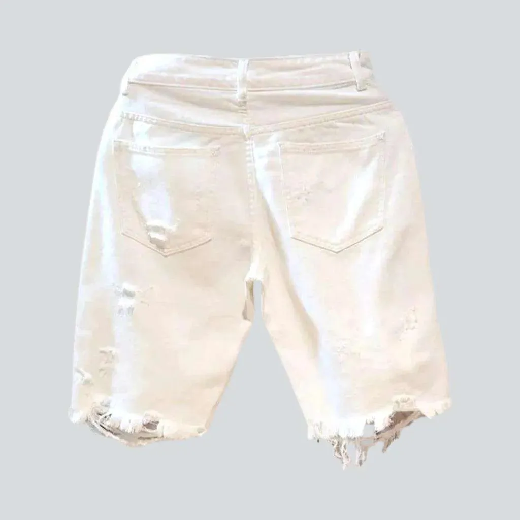 White men's distressed denim shorts