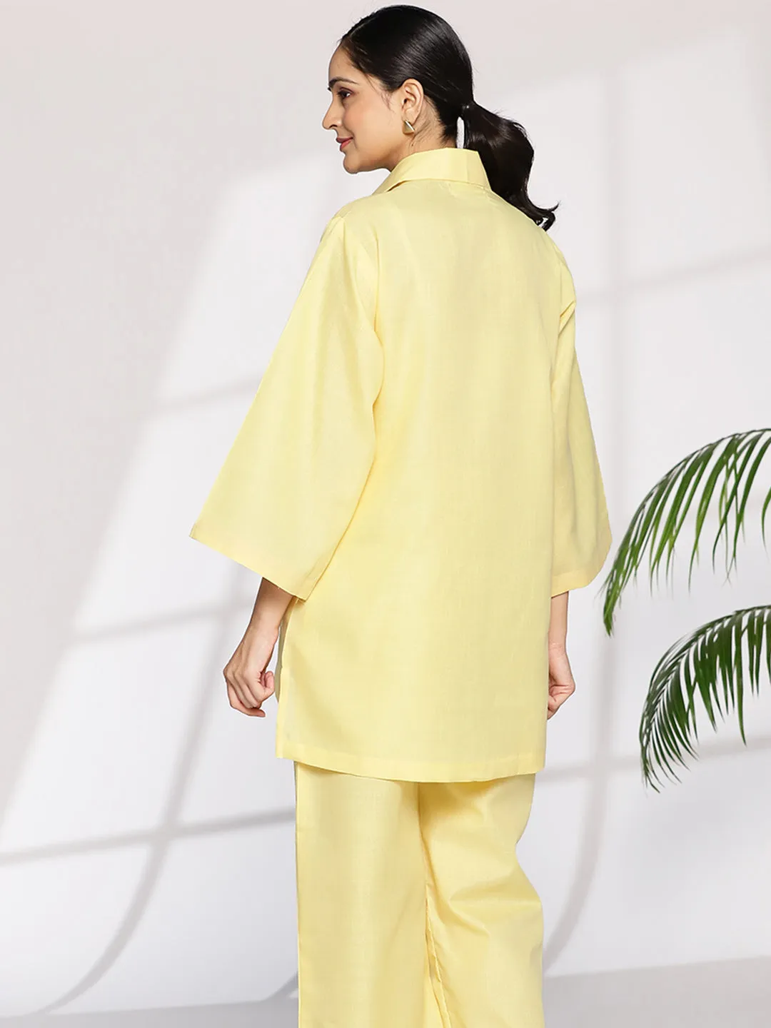 Yellow CottonSlub ShirtTop