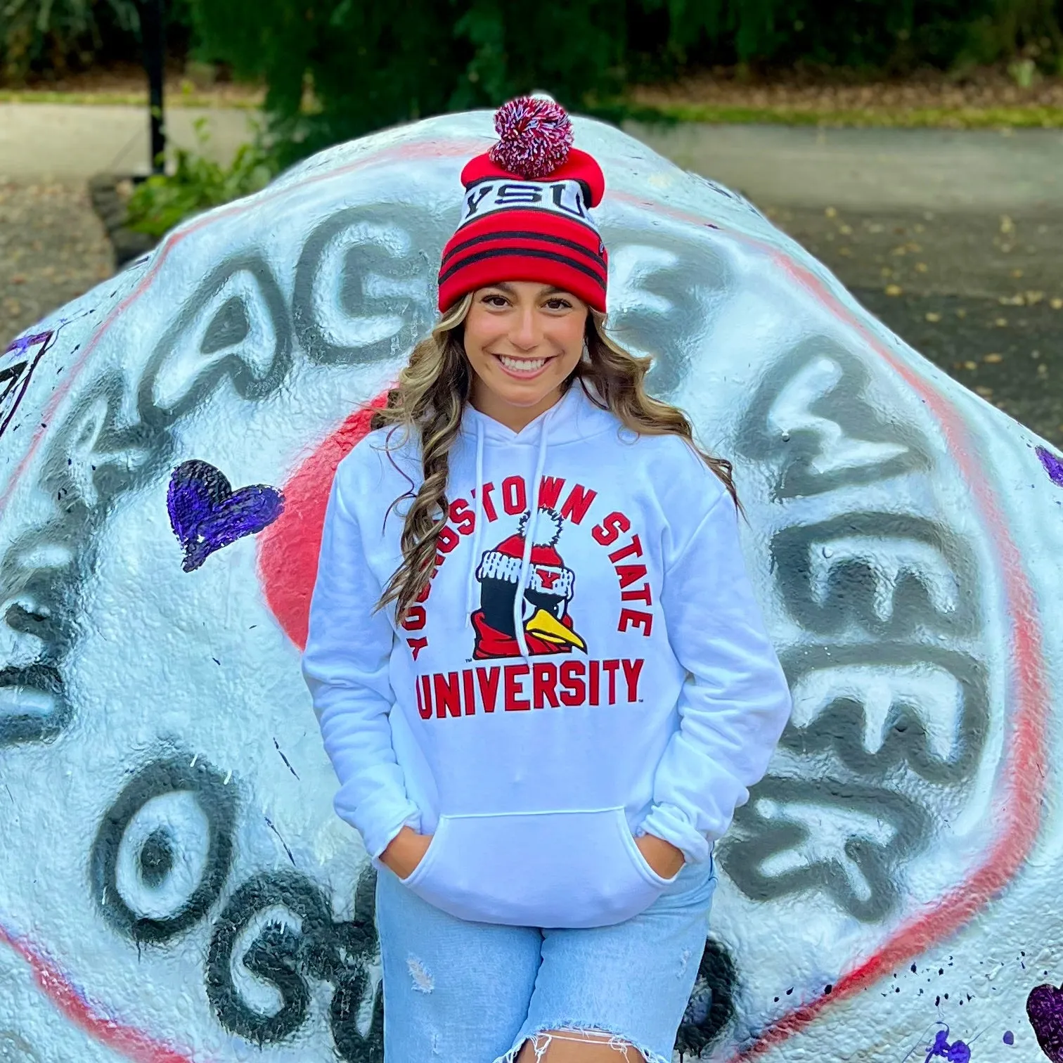 YSU Pom Beanie